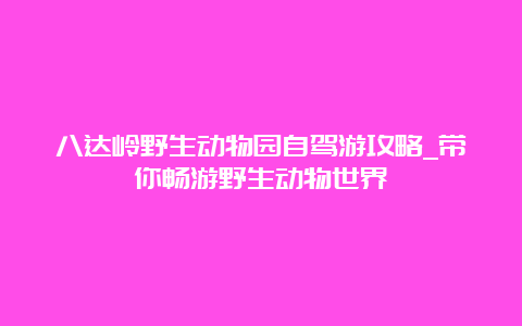 八达岭野生动物园自驾游攻略_带你畅游野生动物世界