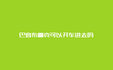 巴音布鲁克可以开车进去吗