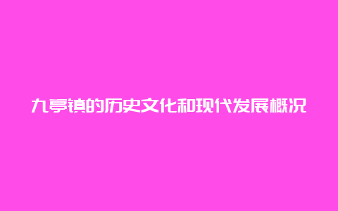 九亭镇的历史文化和现代发展概况