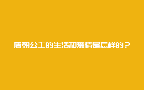 唐朝公主的生活和爱情是怎样的？