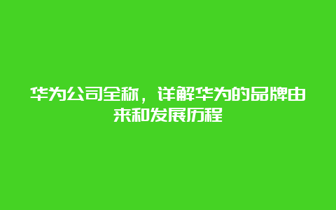 华为公司全称，详解华为的品牌由来和发展历程