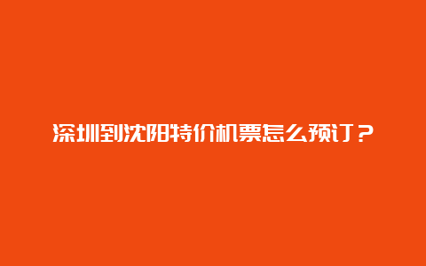 深圳到沈阳特价机票怎么预订？