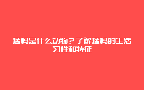 猛犸是什么动物？了解猛犸的生活习性和特征