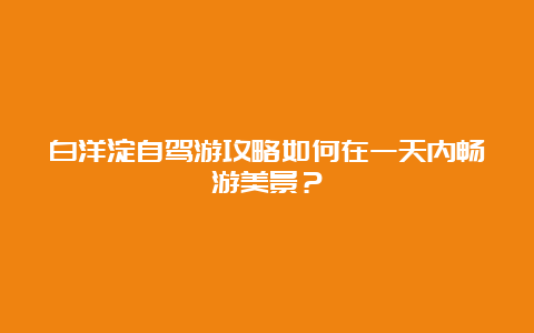 白洋淀自驾游攻略如何在一天内畅游美景？