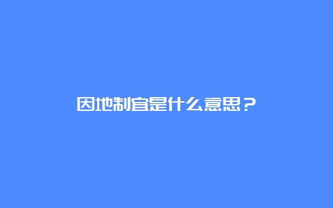 因地制宜是什么意思？