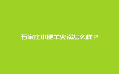 石家庄小肥羊火锅怎么样？