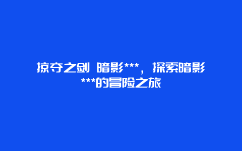 掠夺之剑 暗影***，探索暗影***的冒险之旅