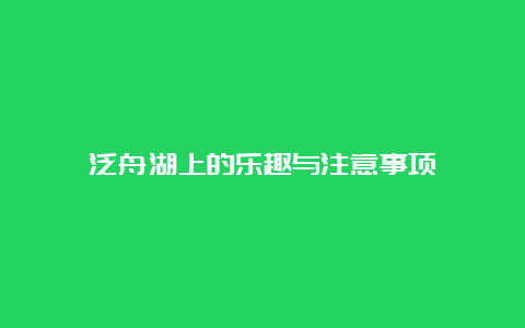 泛舟湖上的乐趣与注意事项