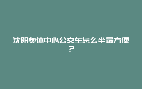 沈阳奥体中心公交车怎么坐最方便？