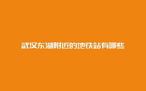 武汉东湖附近的地铁站有哪些