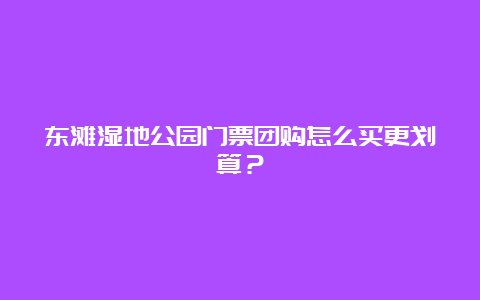 东滩湿地公园门票团购怎么买更划算？