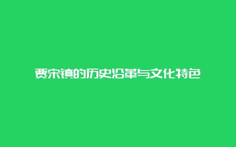 贾宋镇的历史沿革与文化特色