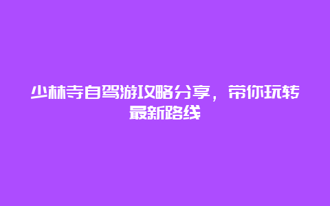 少林寺自驾游攻略分享，带你玩转最新路线