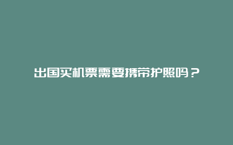 出国买机票需要携带护照吗？