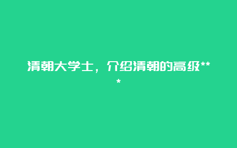 清朝大学士，介绍清朝的高级***