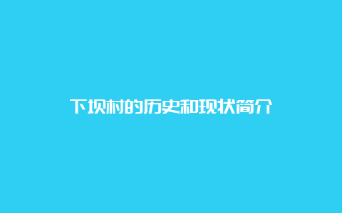 下坝村的历史和现状简介