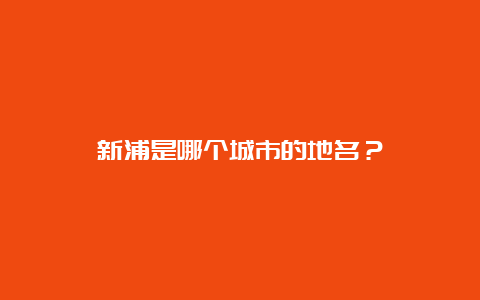 新浦是哪个城市的地名？