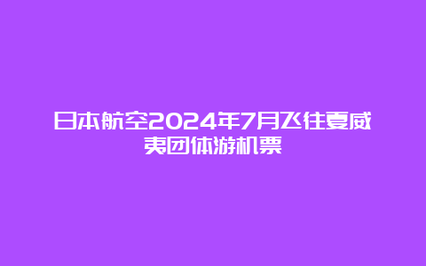 日本航空2024年7月飞往夏威夷团体游机票