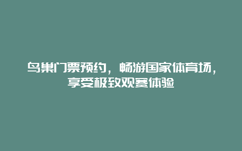 鸟巢门票预约，畅游国家体育场，享受极致观赛体验