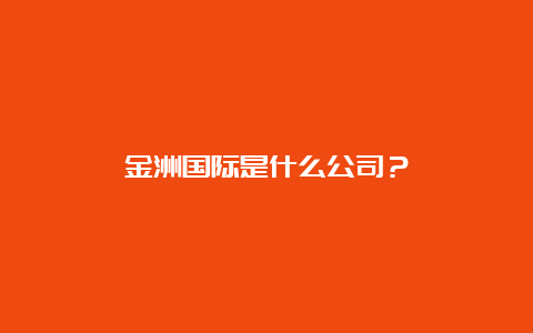 金洲国际是什么公司？