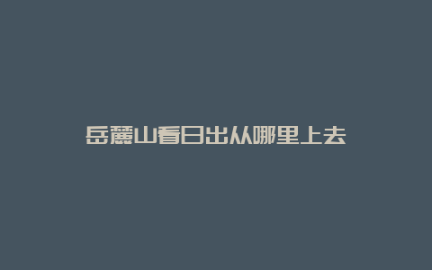 岳麓山看日出从哪里上去