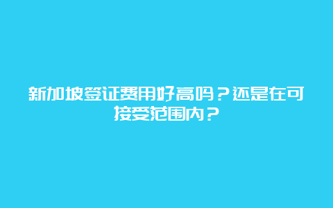 新加坡签证费用好高吗？还是在可接受范围内？