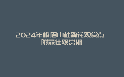 2024年峨眉山杜鹃花观赏点 附最佳观赏期