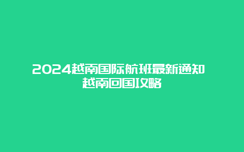 2024越南国际航班最新通知 越南回国攻略