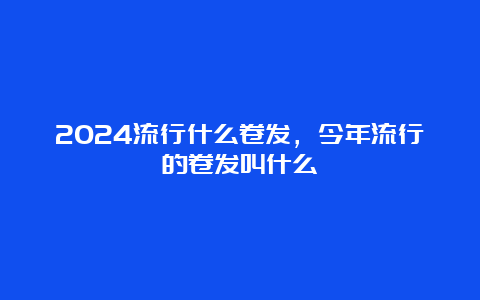 2024流行什么卷发，今年流行的卷发叫什么