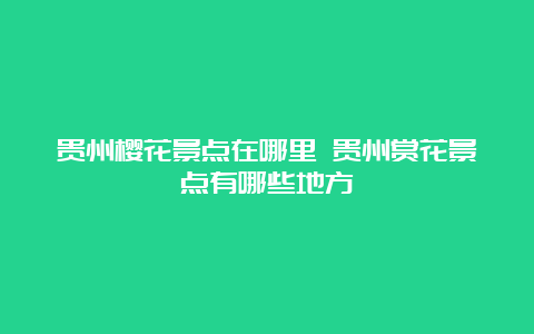 贵州樱花景点在哪里 贵州赏花景点有哪些地方