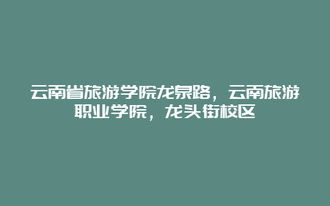 云南省旅游学院龙泉路，云南旅游职业学院，龙头街校区