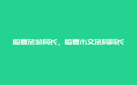 临夏旅游局长，临夏市文旅局局长