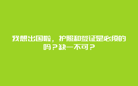 我想出国啦，护照和签证是必须的吗？缺一不可？