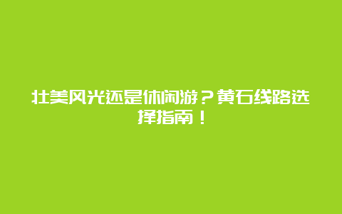 壮美风光还是休闲游？黄石线路选择指南！