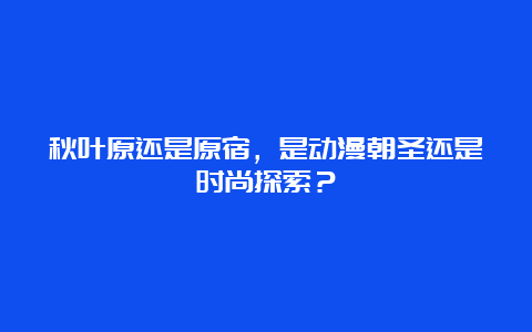 秋叶原还是原宿，是动漫朝圣还是时尚探索？