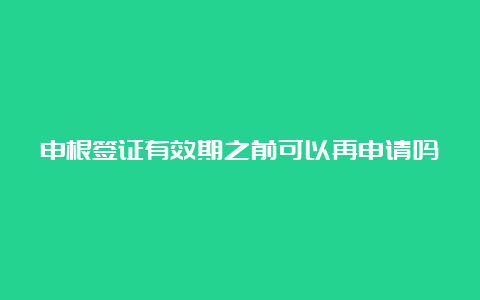 申根签证有效期之前可以再申请吗