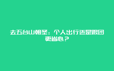 去五台山朝圣：个人出行还是跟团更省心？