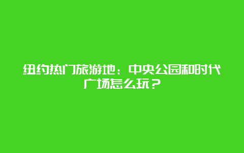 纽约热门旅游地：中央公园和时代广场怎么玩？