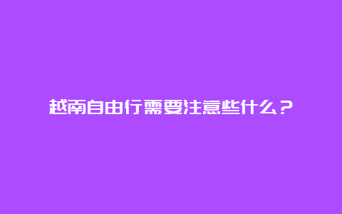 越南自由行需要注意些什么？