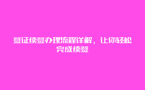 签证续签办理流程详解，让你轻松完成续签