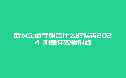 武汉宝通寺银杏什么时候黄2024 附最佳观赏时间