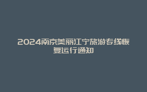 2024南京美丽江宁旅游专线恢复运行通知