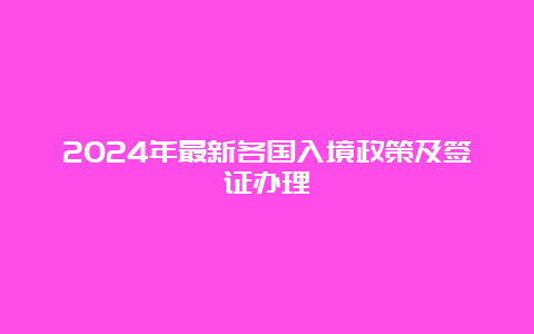 2024年最新各国入境政策及签证办理