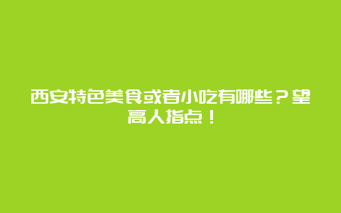 西安特色美食或者小吃有哪些？望高人指点！