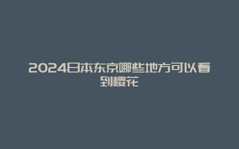 2024日本东京哪些地方可以看到樱花