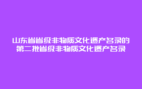 山东省省级非物质文化遗产名录的第二批省级非物质文化遗产名录