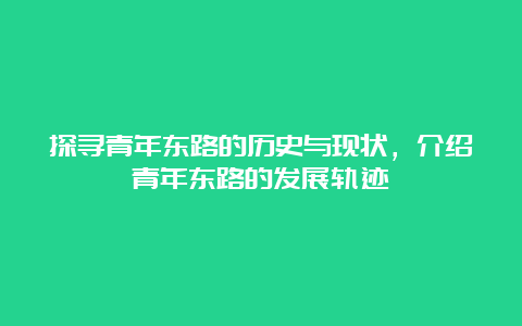 探寻青年东路的历史与现状，介绍青年东路的发展轨迹