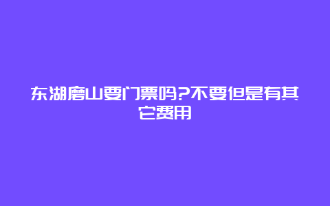 东湖磨山要门票吗?不要但是有其它费用