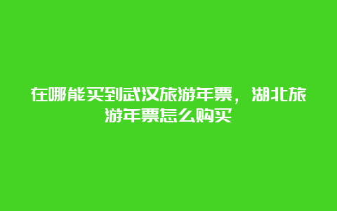 在哪能买到武汉旅游年票，湖北旅游年票怎么购买