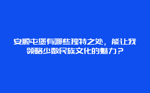 安顺屯堡有哪些独特之处，能让我领略少数民族文化的魅力？